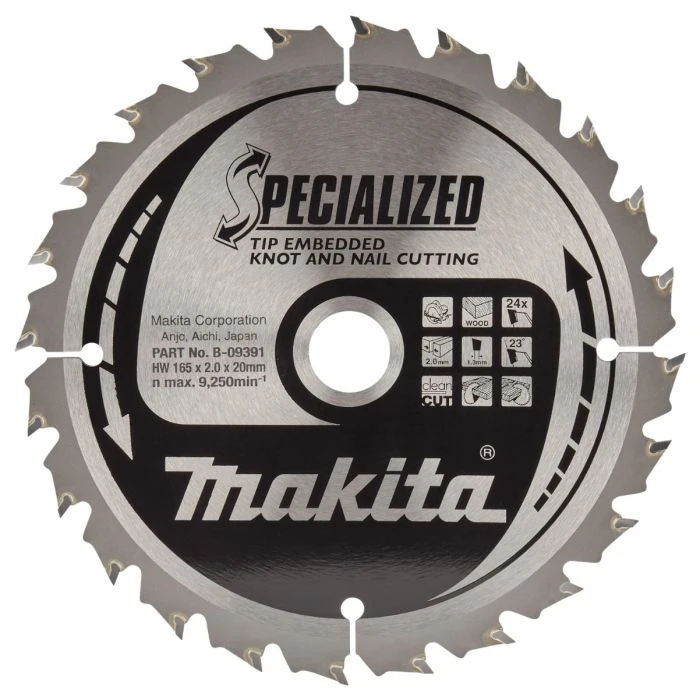 Makita B-09391 Cirkelzaagblad Hout (noest/spijker) 4 Makita B-09391 Cirkelzaagblad Hout (noest/spijker) - Afbeelding 4