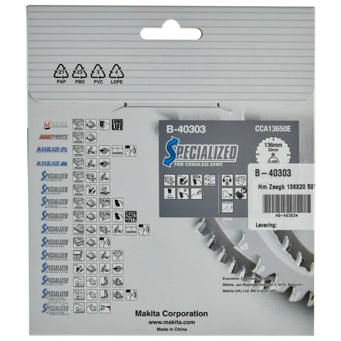 Makita B-40303 Cirkelzaagblad Aluminium 4 Makita B-40303 Cirkelzaagblad Aluminium - Afbeelding 4